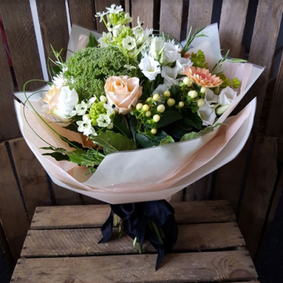 Peaches and Cream - A stunning hand tied gift to send to family, friends, loved ones or work colleagues. Order online today.
